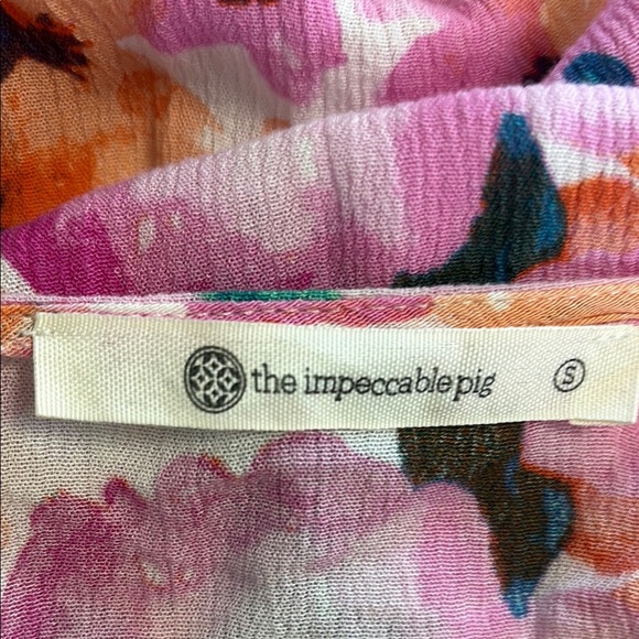 Impeccable Pig Floral Kimono Cardigan Swim Cover size Small - Picture 3 of 4